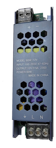 Fonte Driver Slim Perfil 12v 5a 60w Para Fita Led Cob Smd