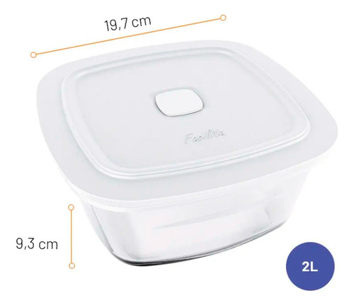 1 tarro Marinex Glass Facilite Vap de 2 litros con tapa hermética