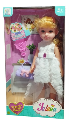 Juguete Niñas 35 Cm Muñeca Con Vestido Largo Grande 