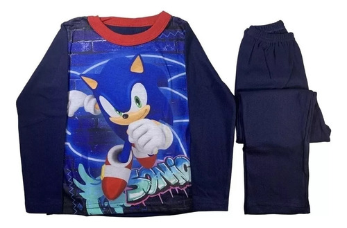  Pijama Conjunto De Sonic Niños Algodon Manga Larga