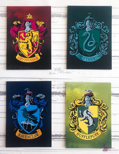 Cuadro Artesanal De Harry Potter - Casas De Hogwarts