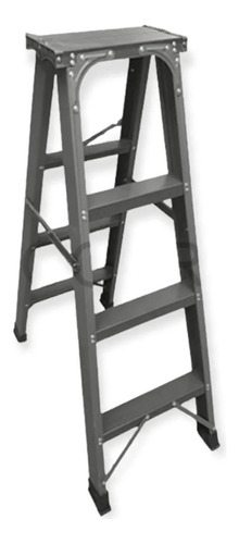 Escalera Plegable Tijera Metálica 4 Peldaños Reforzada Gris