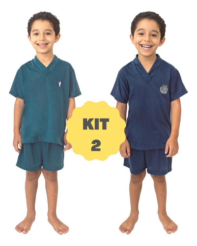 Kit 2 Pijamas Masculino Infantil Juvenil Verão Calor