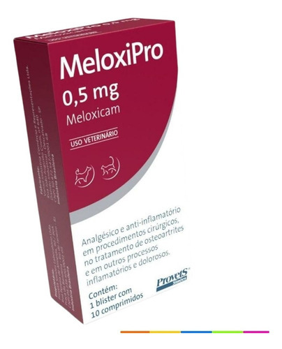 Meloxipro 0,5mg Anti-inflamatório Analgésico Para Cães Gatos Meloxicam