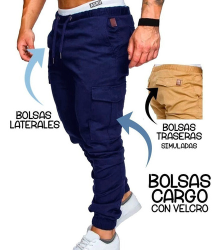 Pantalón Bolsas Cargo Jogger Moda Casual Gabardina 2905