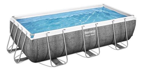 Piscina Estrutural Retangular Bestway 4678l + Escada +filtro Cor Cinza Rattan 220V