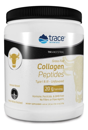 Trace Minerals Colageno Peptides 20g/porcion 571g Sabor Sin Sabor