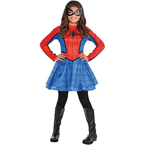 Disfraz De Spidergirl Niñas, Talla Grande, Vestido Roj...