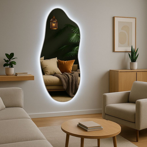 Espelho 170x70 Orgânico Led Grande Corpo Inteiro Luxo Moldura Led Branco Frio