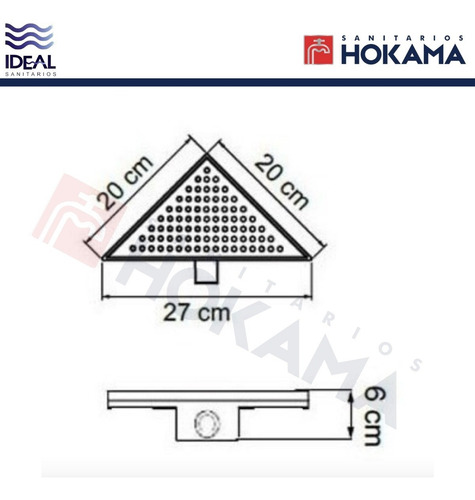 Imagen 4 de 10 de Rejilla Baño Ducha Triangular Esquina Acero Inox Esquinera
