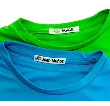  50 etiquetas personalizadas para ropa con foto o imagen   Etiquetas de vinilo termoadhesivas para marcar cualquier prenda. 2.4 x 0.8  in, color marino : Productos de Oficina