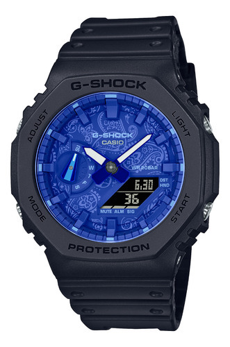 Reloj Casio G-shock Ga-2100bp-1a Ag Of Local Barrio Belgrano Color de la malla Negro Color del bisel Negro Color del fondo Azul