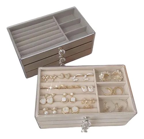 Alhajero Elegante Y Vintage De Alta Calidad, Caja Para Joyas Gris - Beige O Rosado