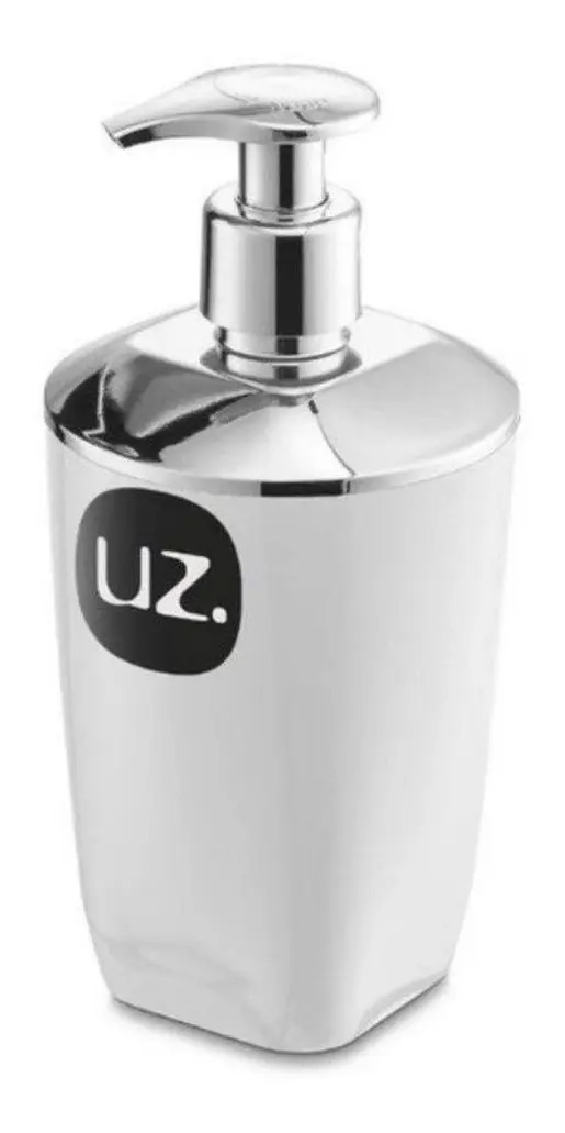 Porta Sabonete Liquido Branco Metalizado 16cm Uz