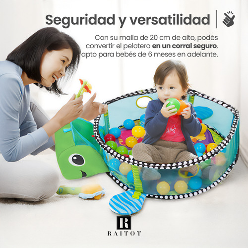 Gimnasio Bebes Pelotero Tortuga Manta Didactica Alfombra Raitot