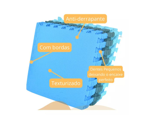 Kit 20 Peças Tapete Tatame Azul Infantil 50x50 10mm