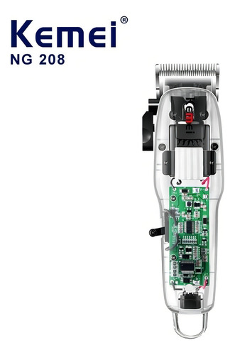Máquina Profissional Kemei KM-NG208 Clipper Cabelo Transparente 110V/220V