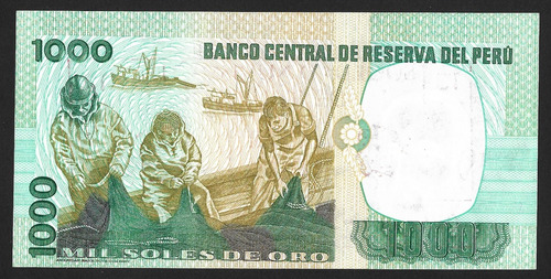 Imagen 1 de 2 de Peru Billete 1000 Soles De Oro , 1981 , Error Impresion