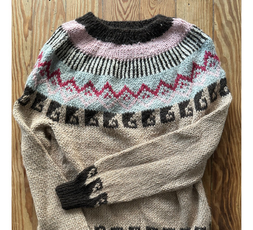 Sweater Pullover Andino 100% Lana Fibra De Llama Pieza Única