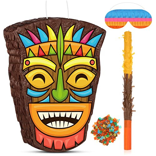 Piñata Mini Estilo De Cabeza Tiki Para Fiestas En La Playa