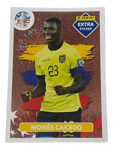 Lámina Moisés Caicedo Extra Bronce Panini Copa América 2024 