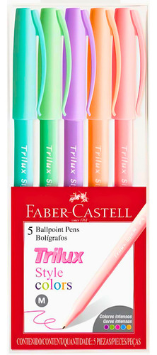 Caneta Esferográfica Trilux Style Color 5cores Faber Castell