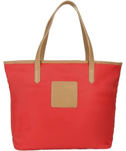 Bolso Cloe Tote Textil Camel Gran Capacidad Logo Frontal