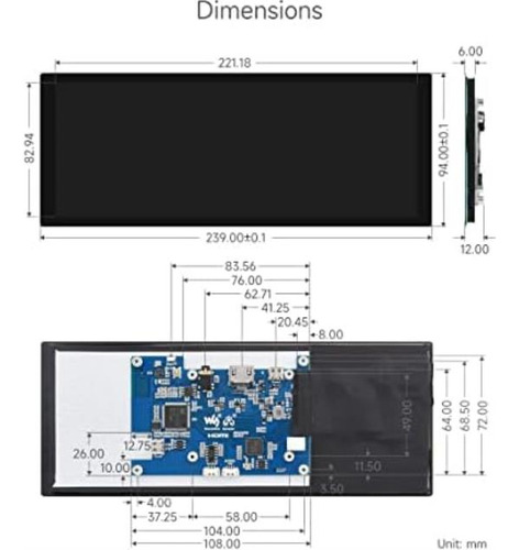 Pantalla Táctil Capacitiva Waveshare De 9,3 Pulgadas, Resolu