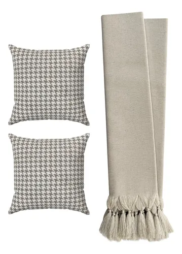 comprar Kit 2 Capas De Almofadas 70x70 Modernas Pied Poule + Manta