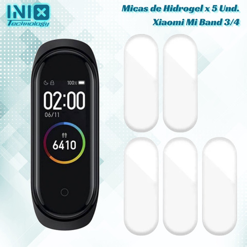 Micas De Hidrogel Para Xiaomi Mi Band 3,4,5,6,7,8,etc/ 5 Und