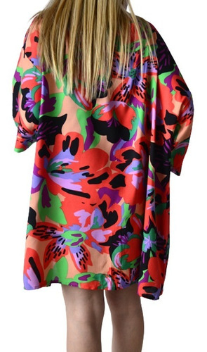 Imagen 3 de 5 de Conjunto Kimono Estampado + Short Mujer The Big Shop