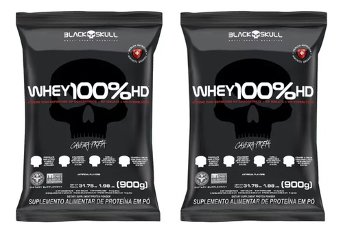 Kit 2x Whey 100% Hd Refil 900g - Black Skull Sabor Cookies