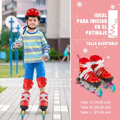 Patines En Linea Niño Ajustable Ruedas Led + Protecciones