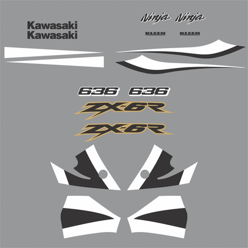 Kit Adesivos Compatível Kawasaki Ninja Zx-6r 2002 Prata R013 Cor PADRÃO