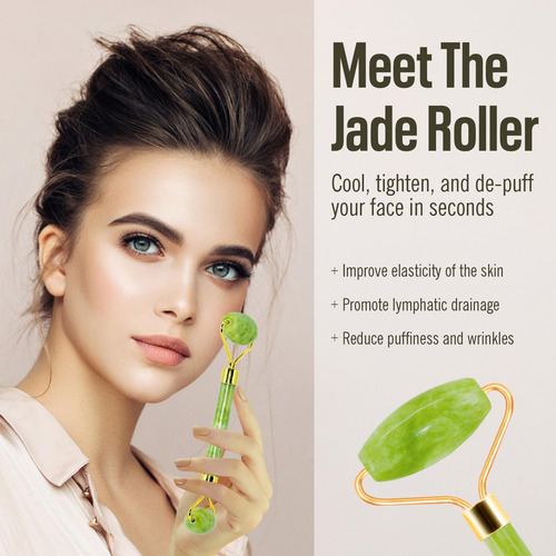 Ferramentas Faciais Jade Roller E Gua Sha Disemot Antienvelh