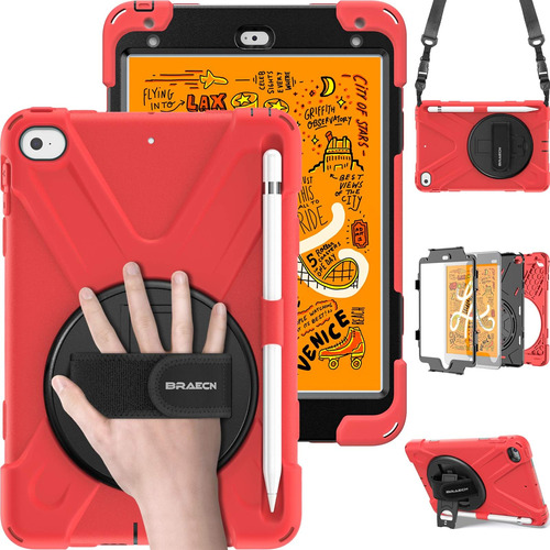 Braecn - Funda Para iPad Mini 5, Para iPad Mini 4 Rojo