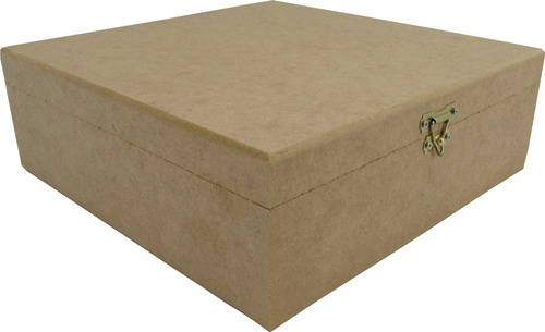 Caixa Lisa Com Dobradiça E Fecho 25x25x8cm Madeira Mdf Crú 