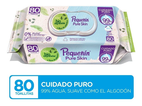 Toallitas Húmedas Para Bebé Pequeñín Pure Skin Paquete 80 Un