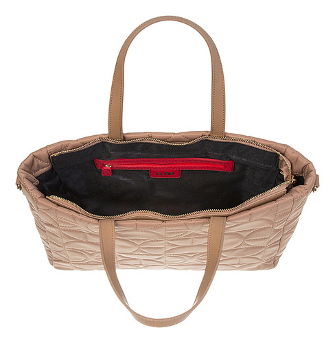 Bolsa Tote Cloe Para Mujer Acolchada Textil Asa Extendida Color Marrón claro
