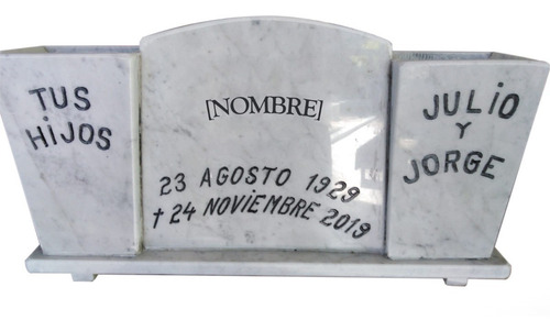 Imagen 2 de 4 de Floreros Con Placa Funerarios En Mármol Blanco