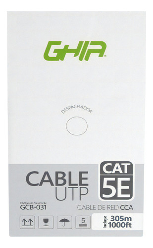 Cable De Red Ghia Cat5e Utp Calibre 24awg 305 M Color Blanco