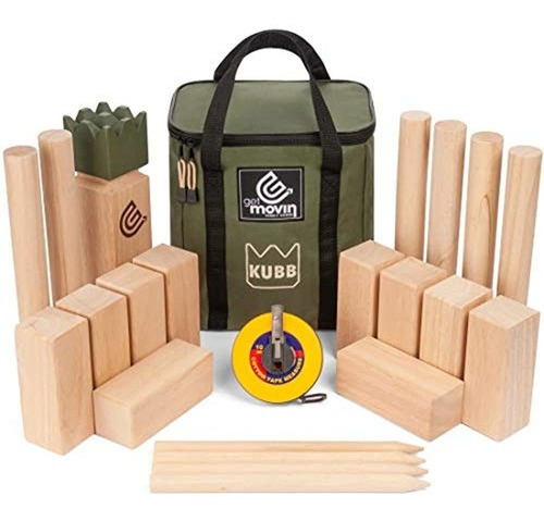 Getmovin Sports Kubb Juego De Madera De Caucho Premium, Ajed