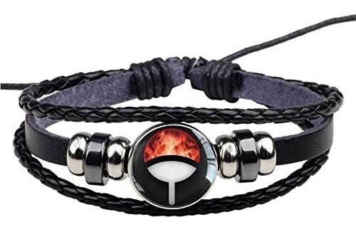 Pulsera De Cuero Ajustable Naruto Uchiha.