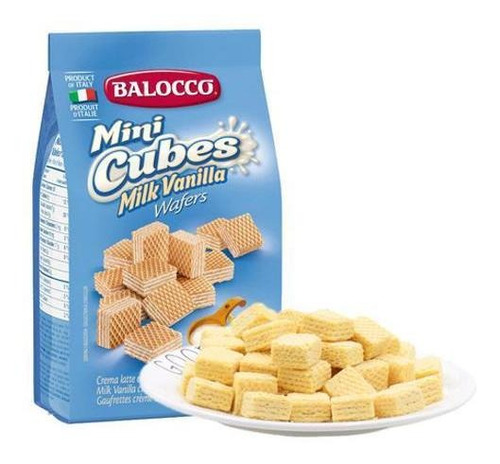 Biscoito Wafer Balocco Mini Cubo Baunilha 125g