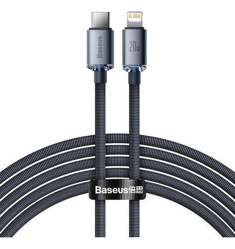 Cable Para iPhone Baseus Crystal Tipo C Carga Rapida 20w 2m Negro