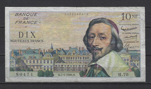 B201 Francia Billete 10 N.francs 1960 Cat#. P-142 Ver Estado