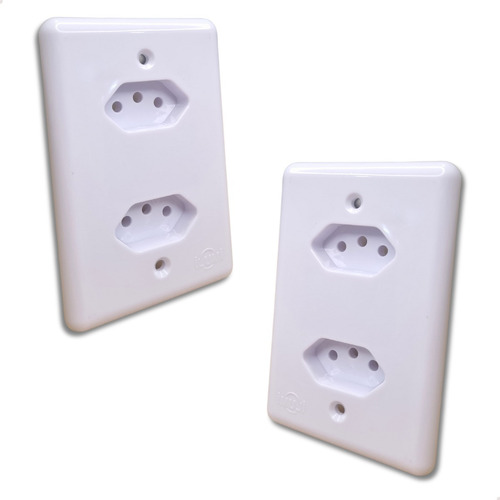 Tomada Dupla 2p+t 10a Monobloco Embutir Branca Cor Branco