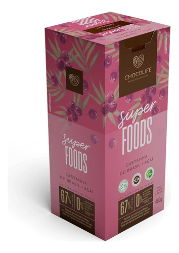 Barra De Chocolate 67% Cacau Castanha Do Brasil Sem Açúcar