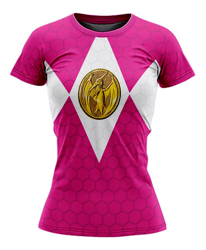 Playera Sublimada Power Ranger Rosa Tallas Extra Corte Dama