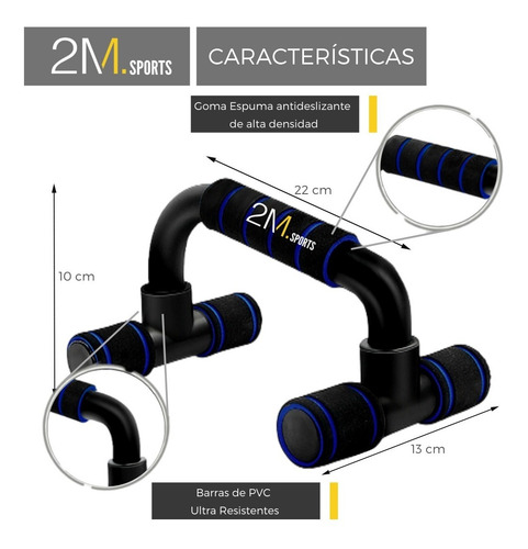 Imagen 6 de 10 de Kit Fitness Rueda Abs + Soga + Barras Push Up Entrenamiento